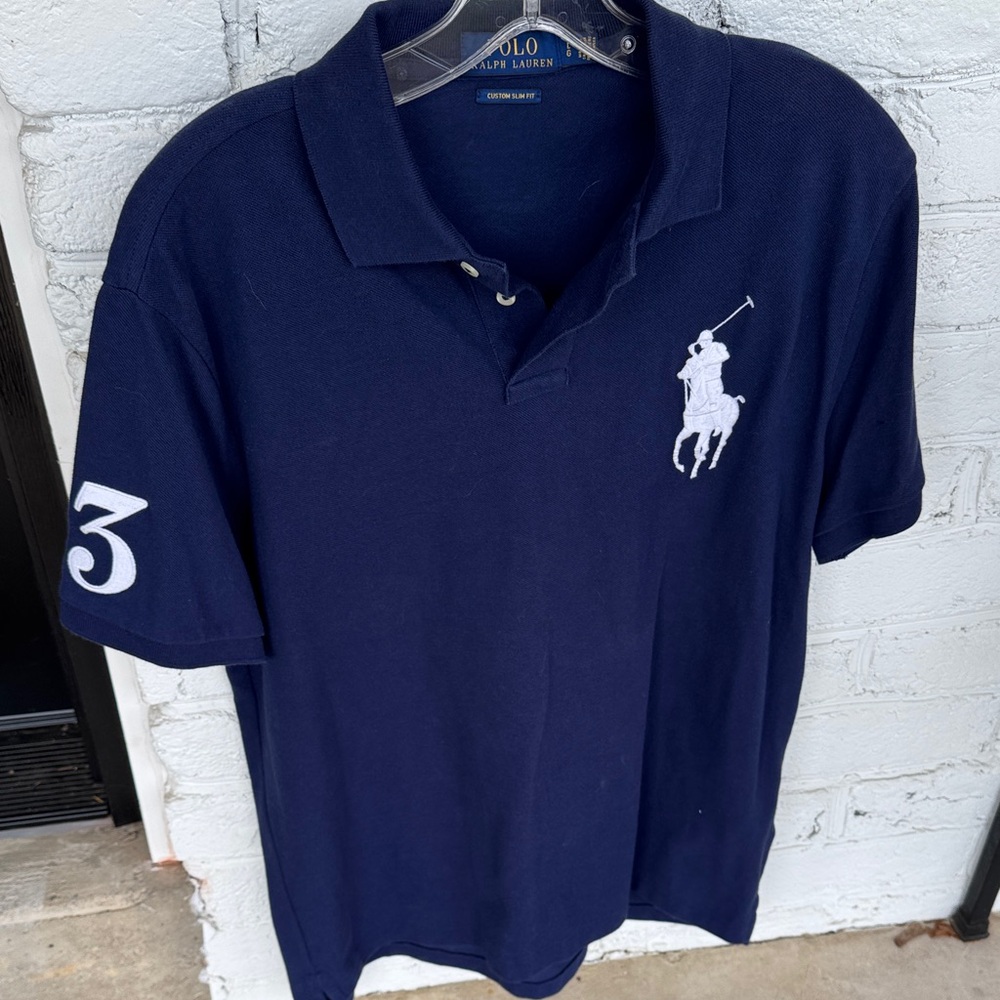 Polo by Ralph Lauren Navy Big Pony Polo with Sleeve Number